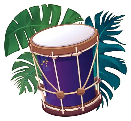 Purple Drum with Tropical Leaves