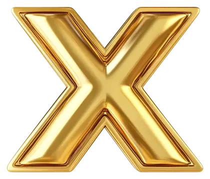 Glossy Golden Letter X Symbol Illustration