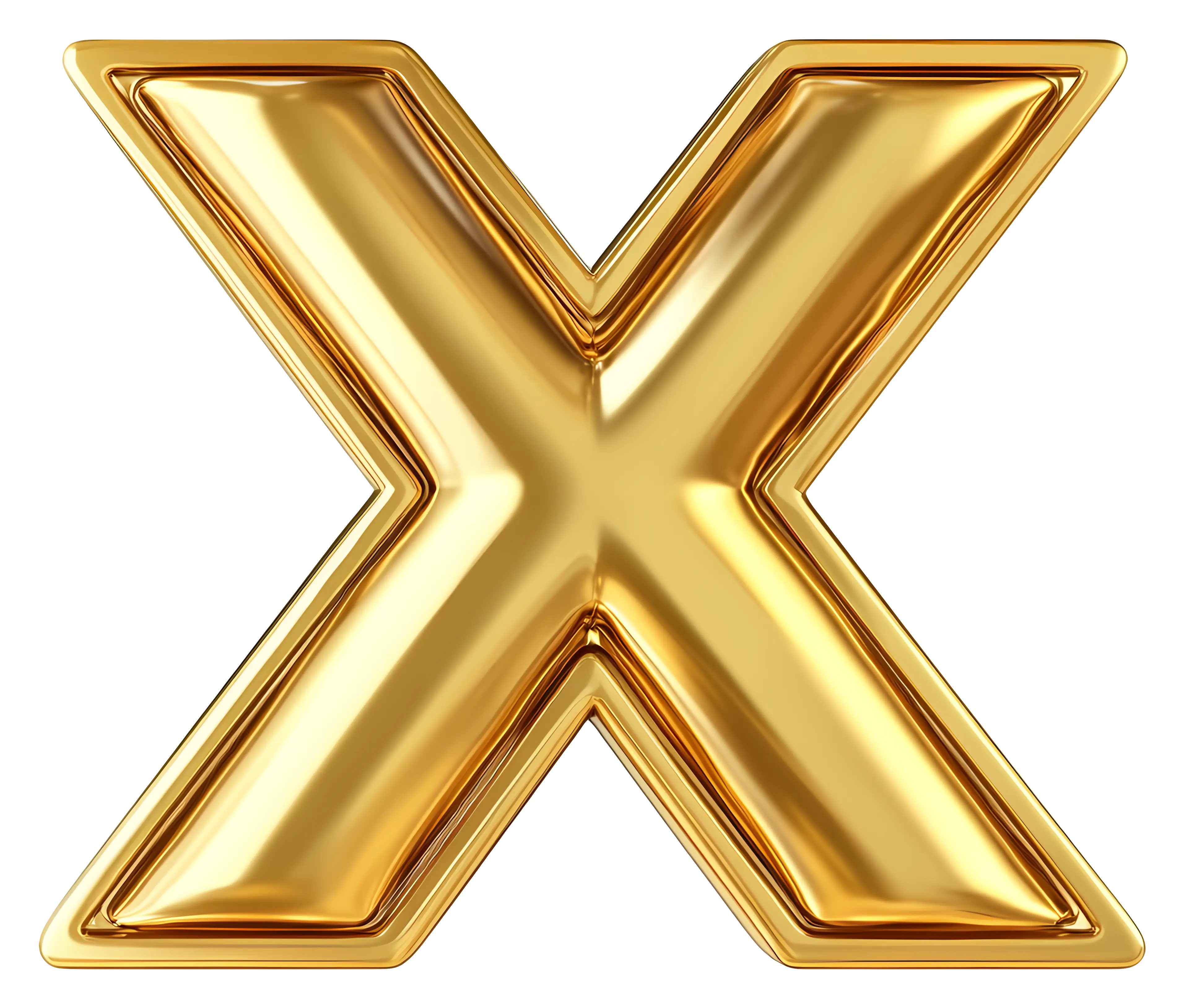 Glossy Golden Letter X Symbol Illustration