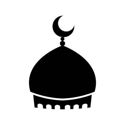 Silhouette of Mosque with Crescent Moon