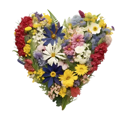 Colorful Heart-Shaped Floral Bouquet