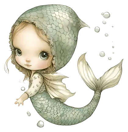 Cute Little Mermaid Illustration