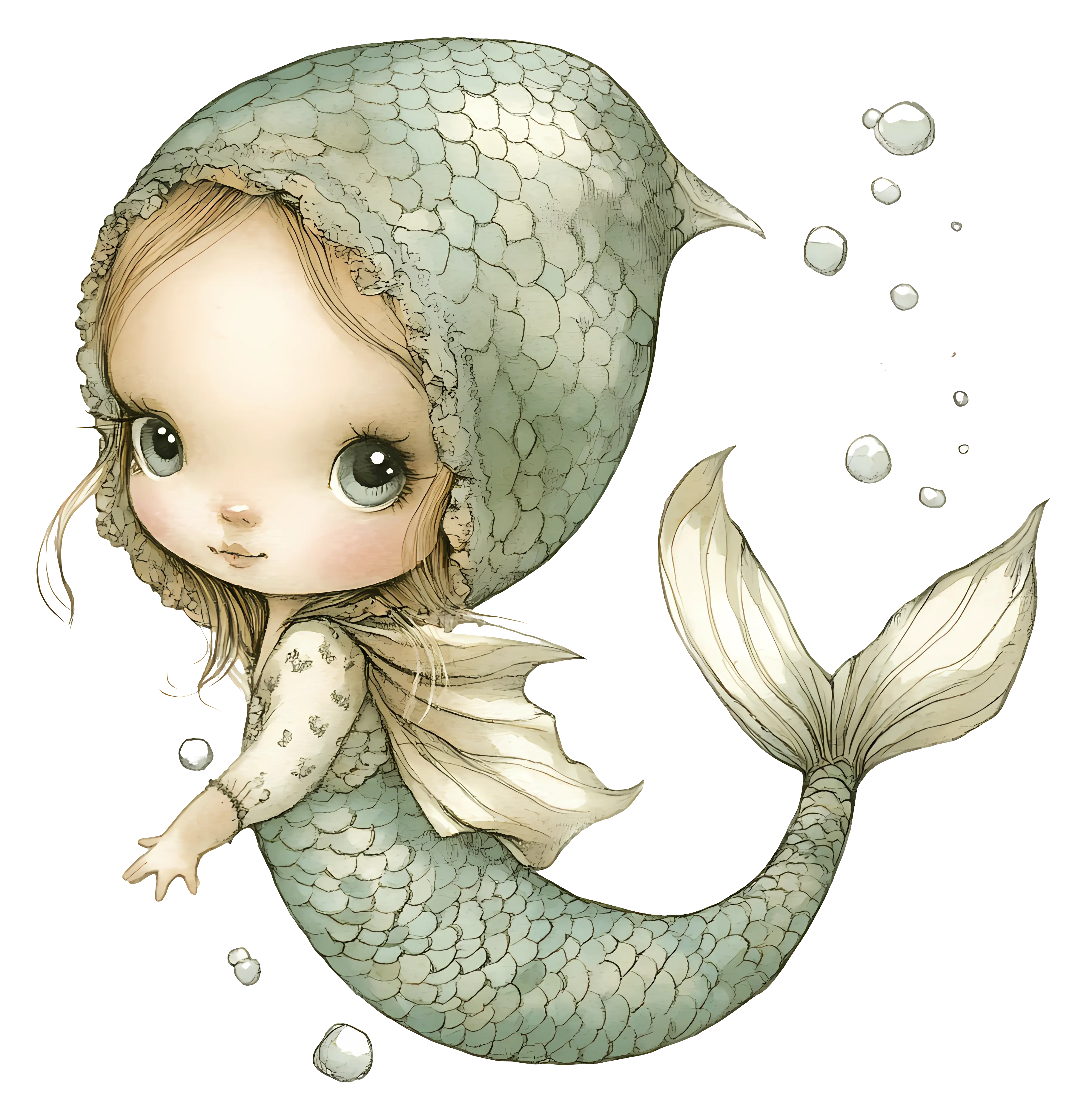 Cute Little Mermaid Illustration