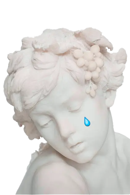 Crying Marble Statue with Emotional Symbolism