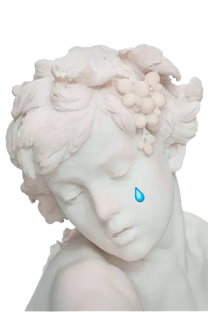 Crying Marble Statue with Emotional Symbolism