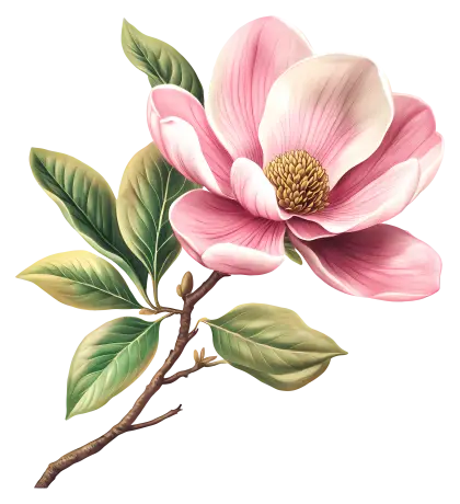 Pink Flower Botanical Illustration