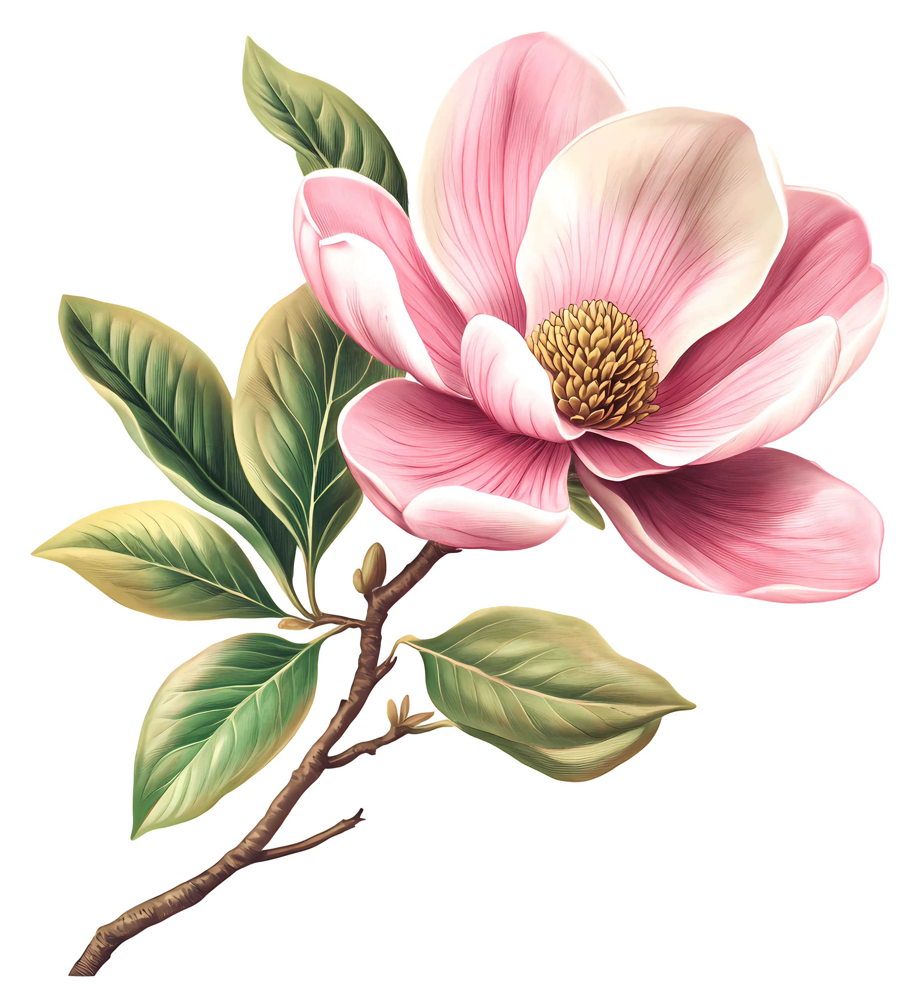 Pink Flower Botanical Illustration