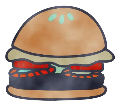 Hamburger Illustration with Fresh Ingredients