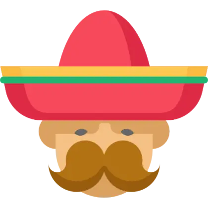 Sombrero Face Icon with Mustache