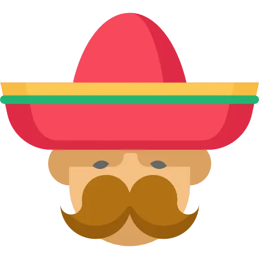 Sombrero Face Icon with Mustache