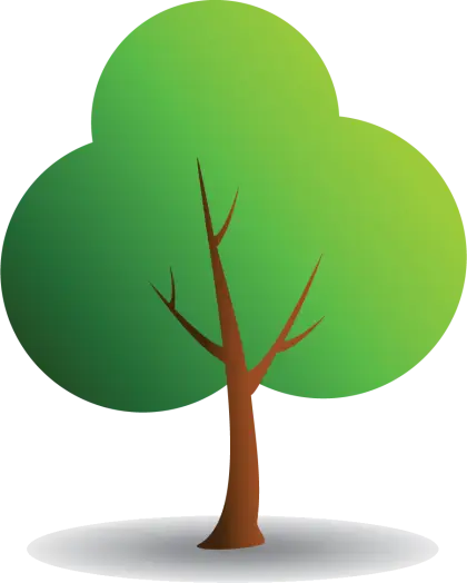 Green Tree Illustration with Brown Trunk
