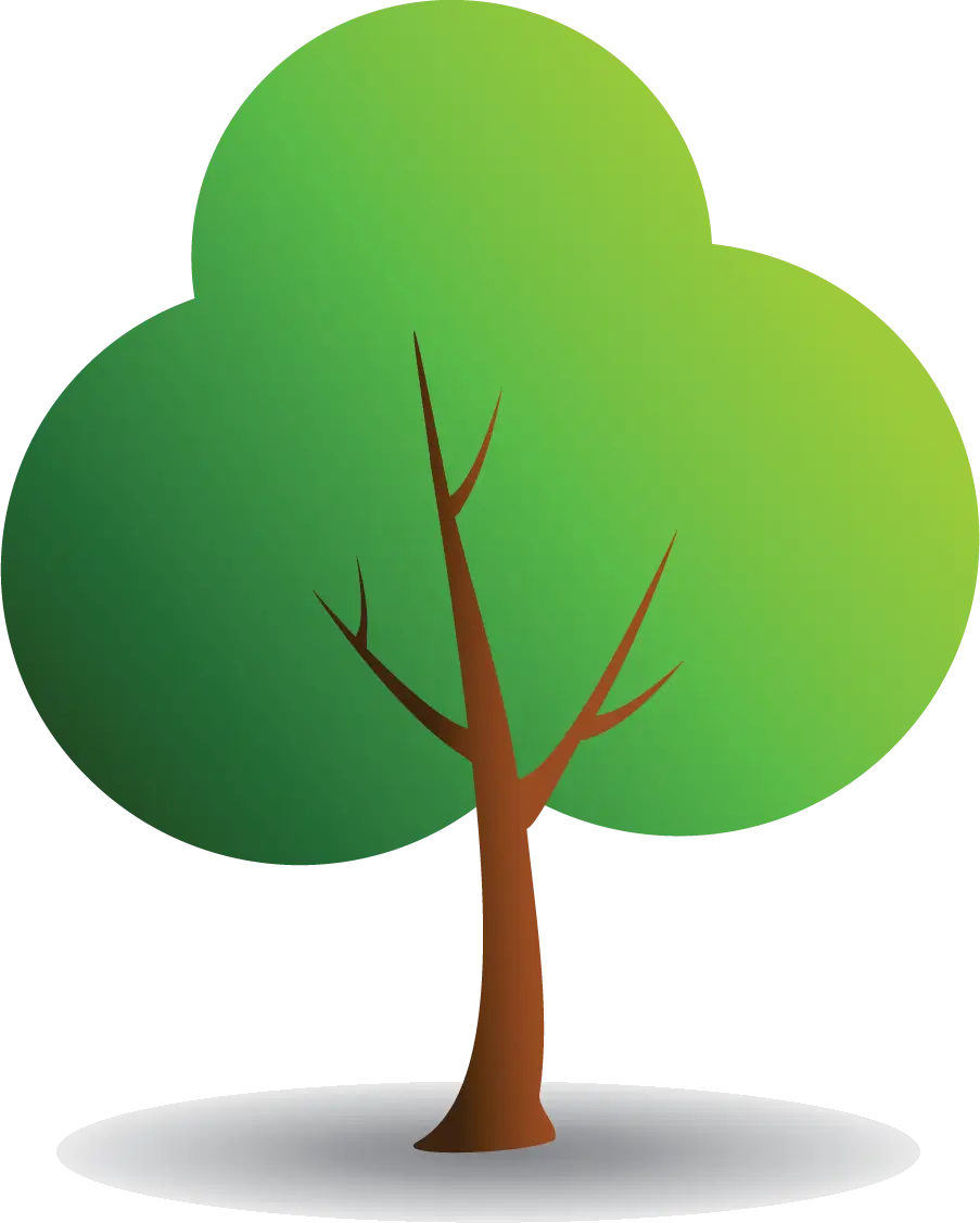 Green Tree Illustration with Brown Trunk
