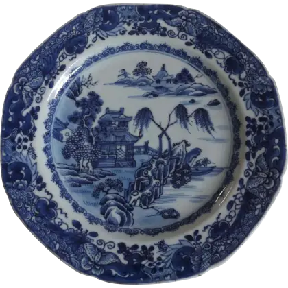Blue and White Decorative Ceramic Plate