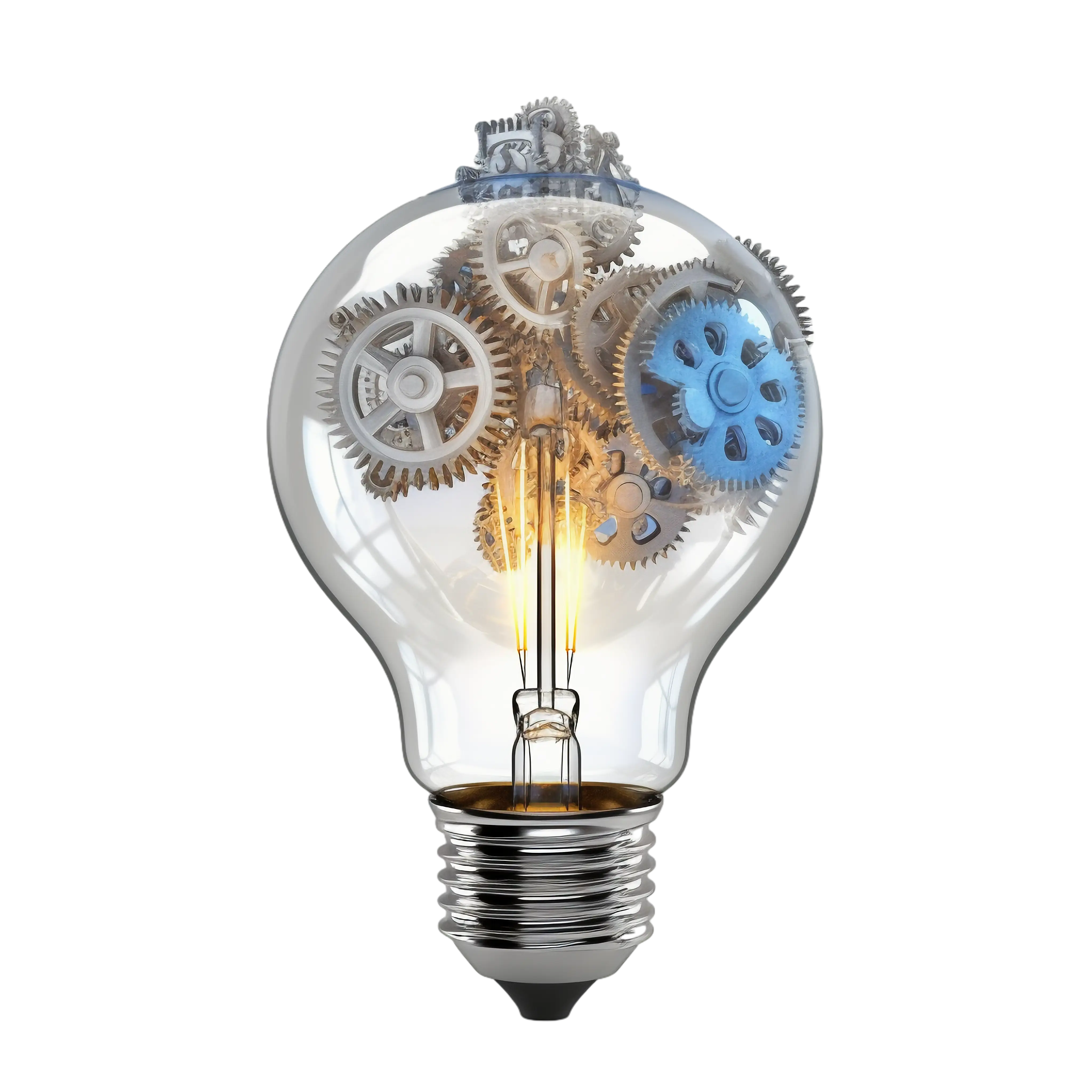 Lightbulb with Mechanical Gears Depicting Innovation