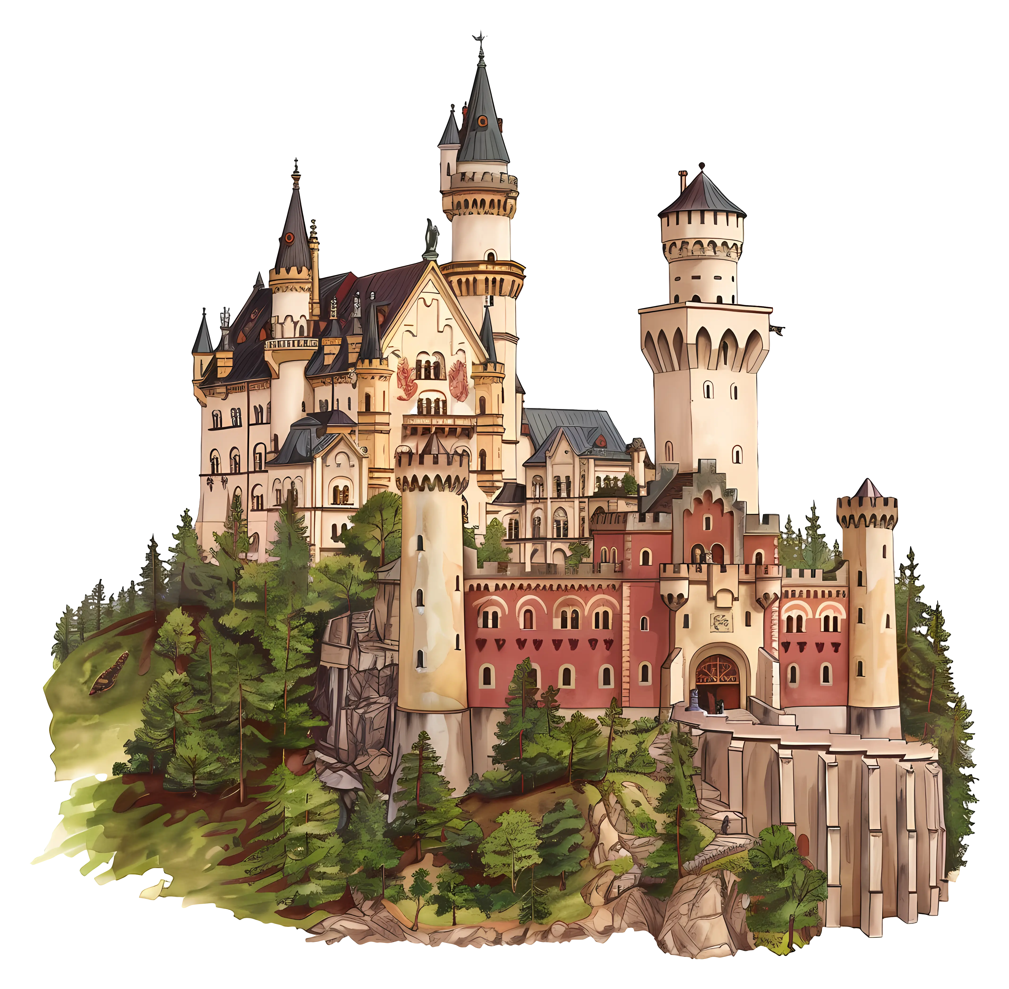 Majestic Medieval Castle Illustration