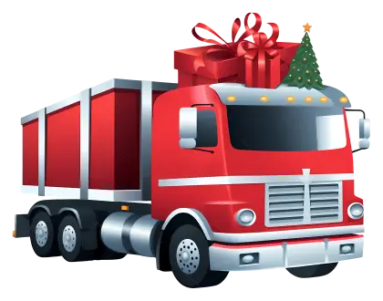 Red Truck Carrying Christmas Gifts