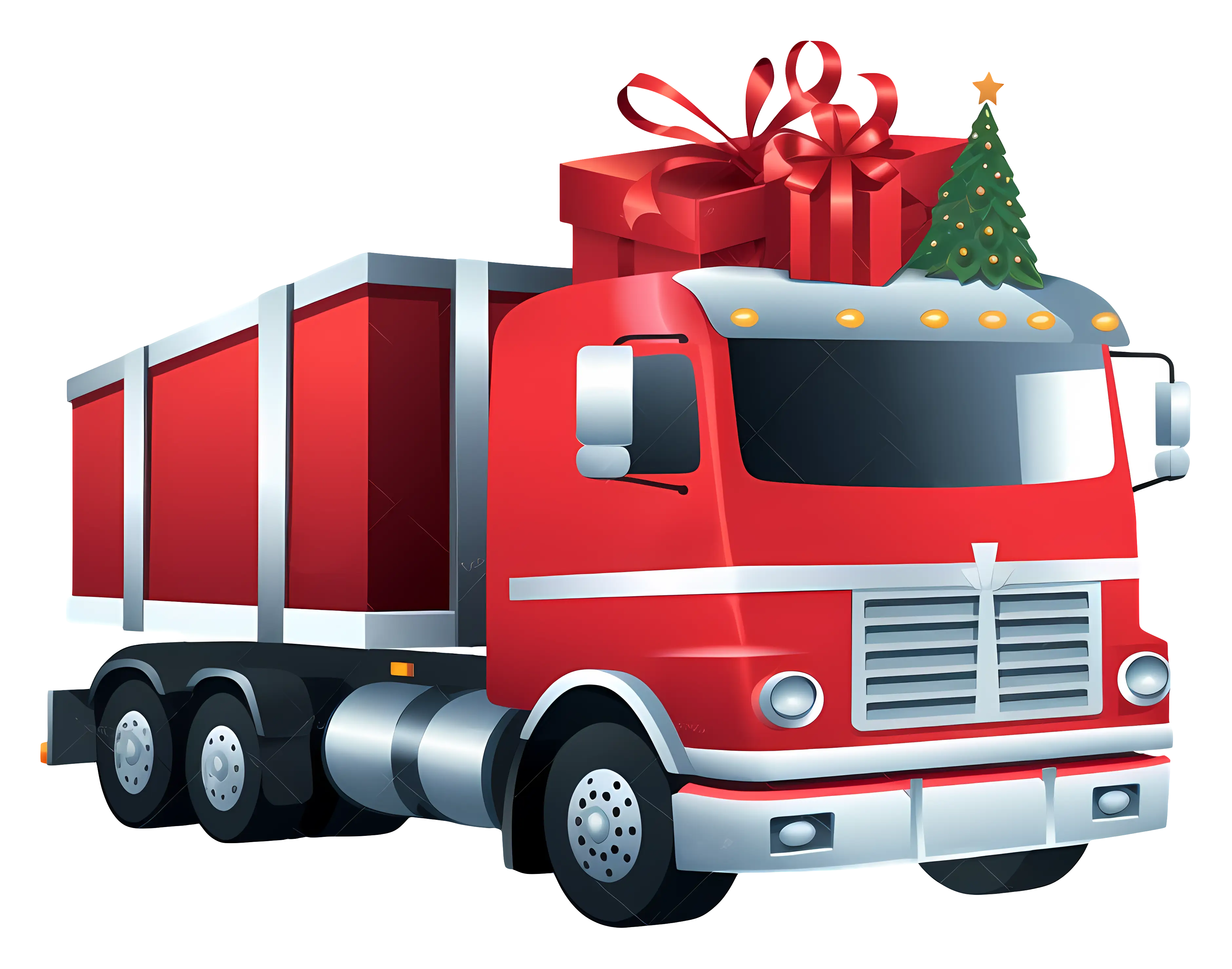 Red Truck Carrying Christmas Gifts
