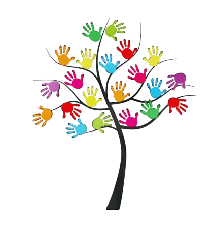 Tree with Colorful Handprints