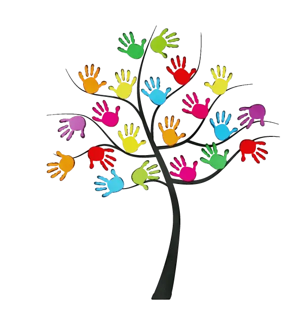 Tree with Colorful Handprints