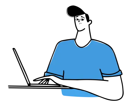 Male Cartoon Working on Laptop Illustration