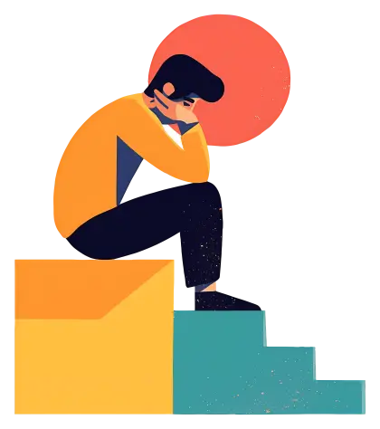 Person Thinking on Steps