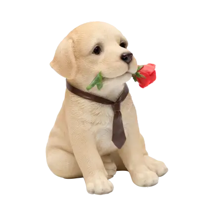 Puppy with Tie and Rose Decoration