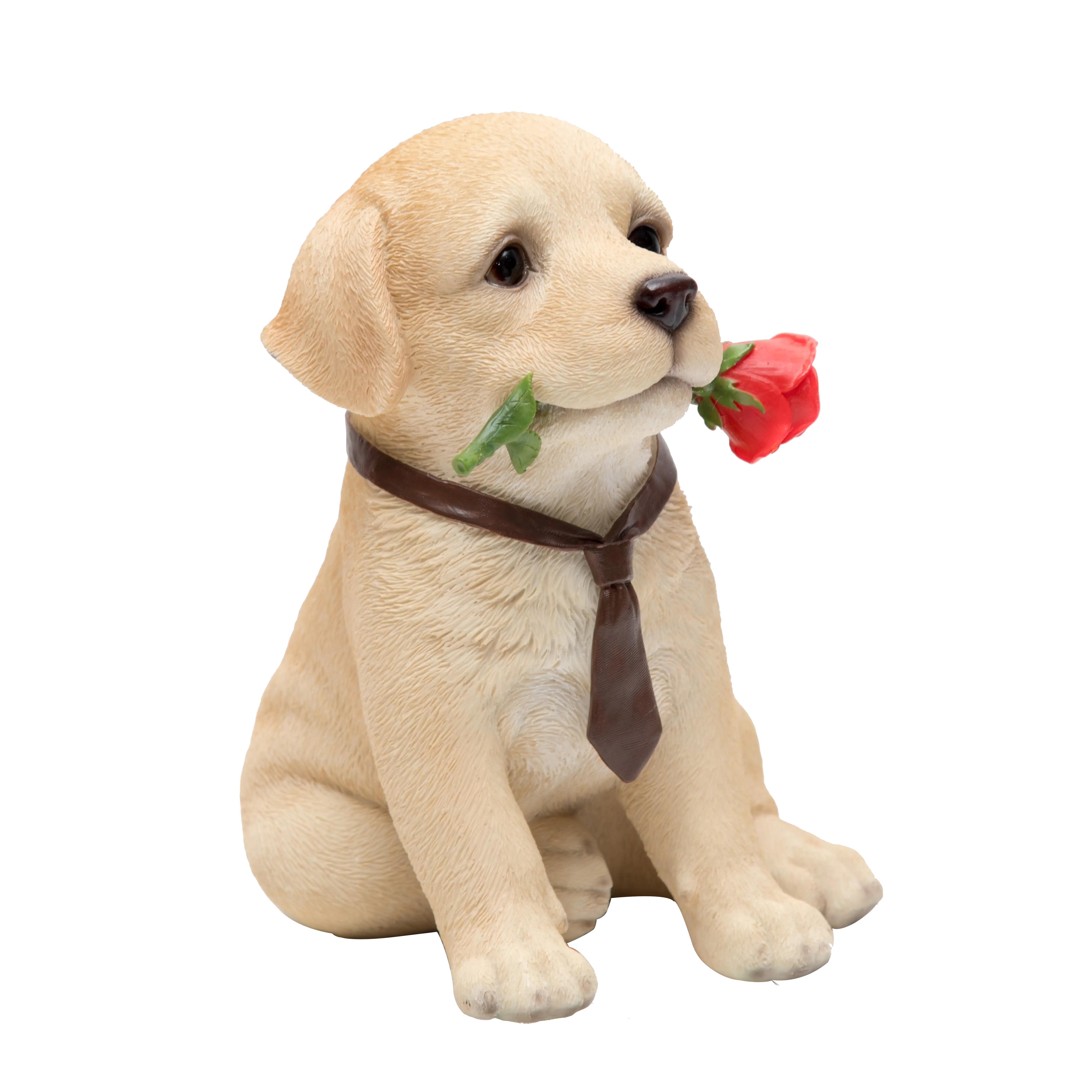 Puppy with Tie and Rose Decoration