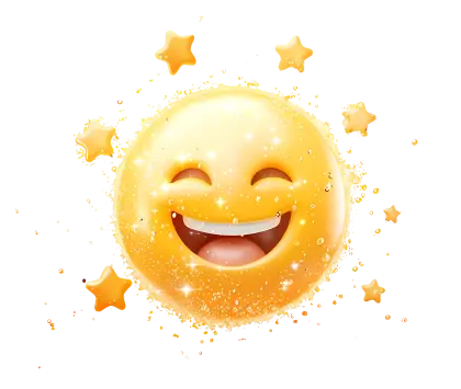 Smiling Emoji with Sparkling Stars
