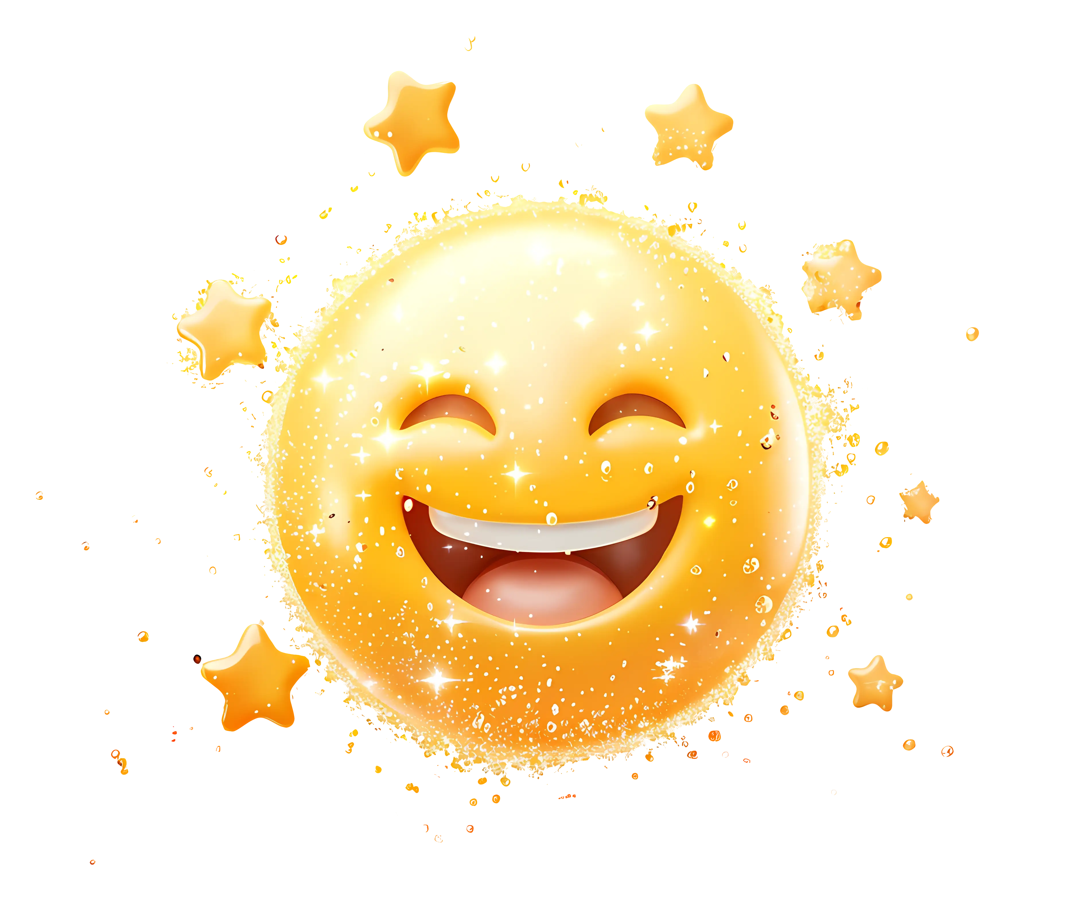Smiling Emoji with Sparkling Stars