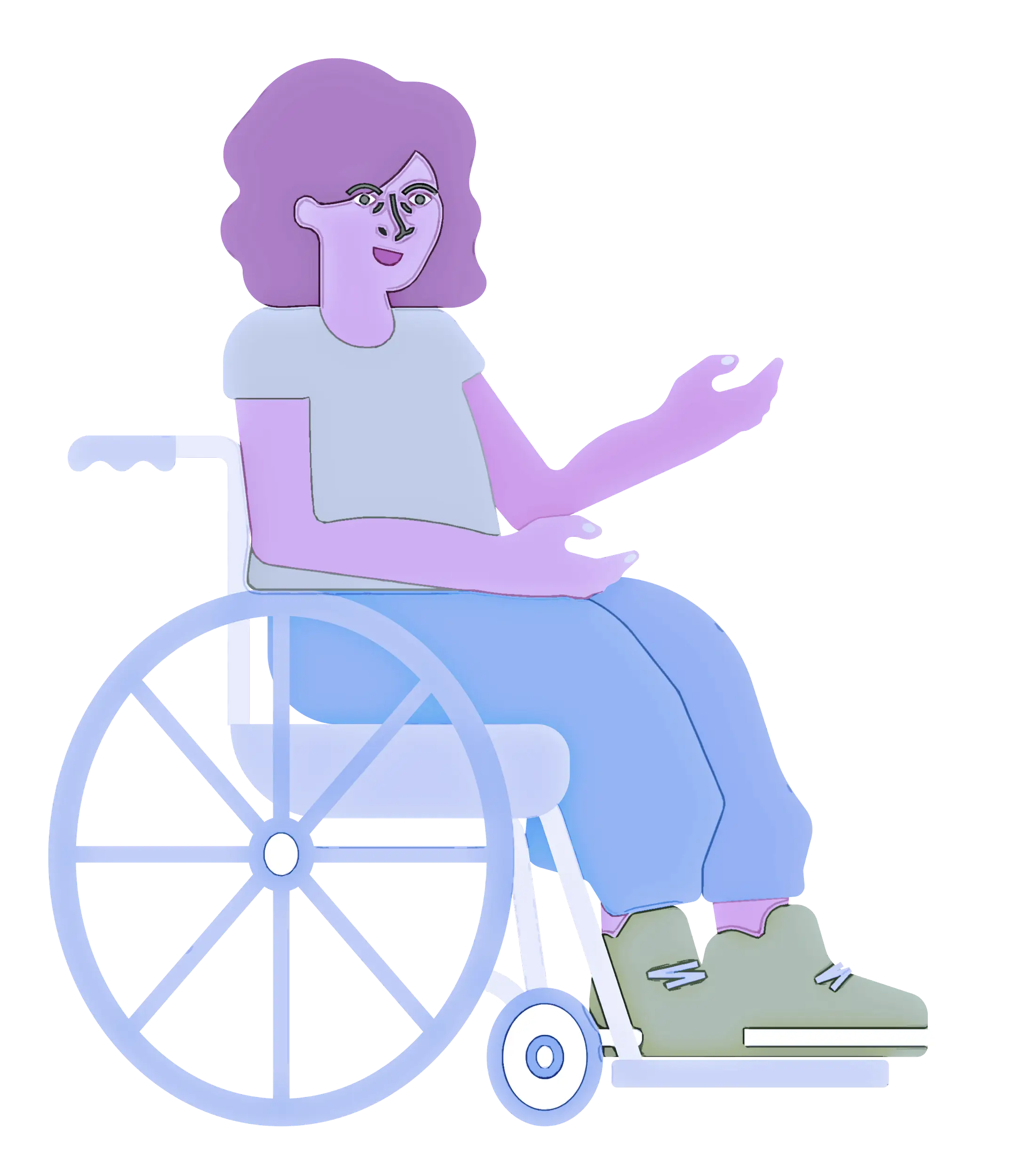 Purple-Tone Person in Wheelchair Illustration