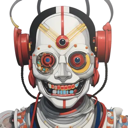 Cyborg Head With Futuristic Headphones