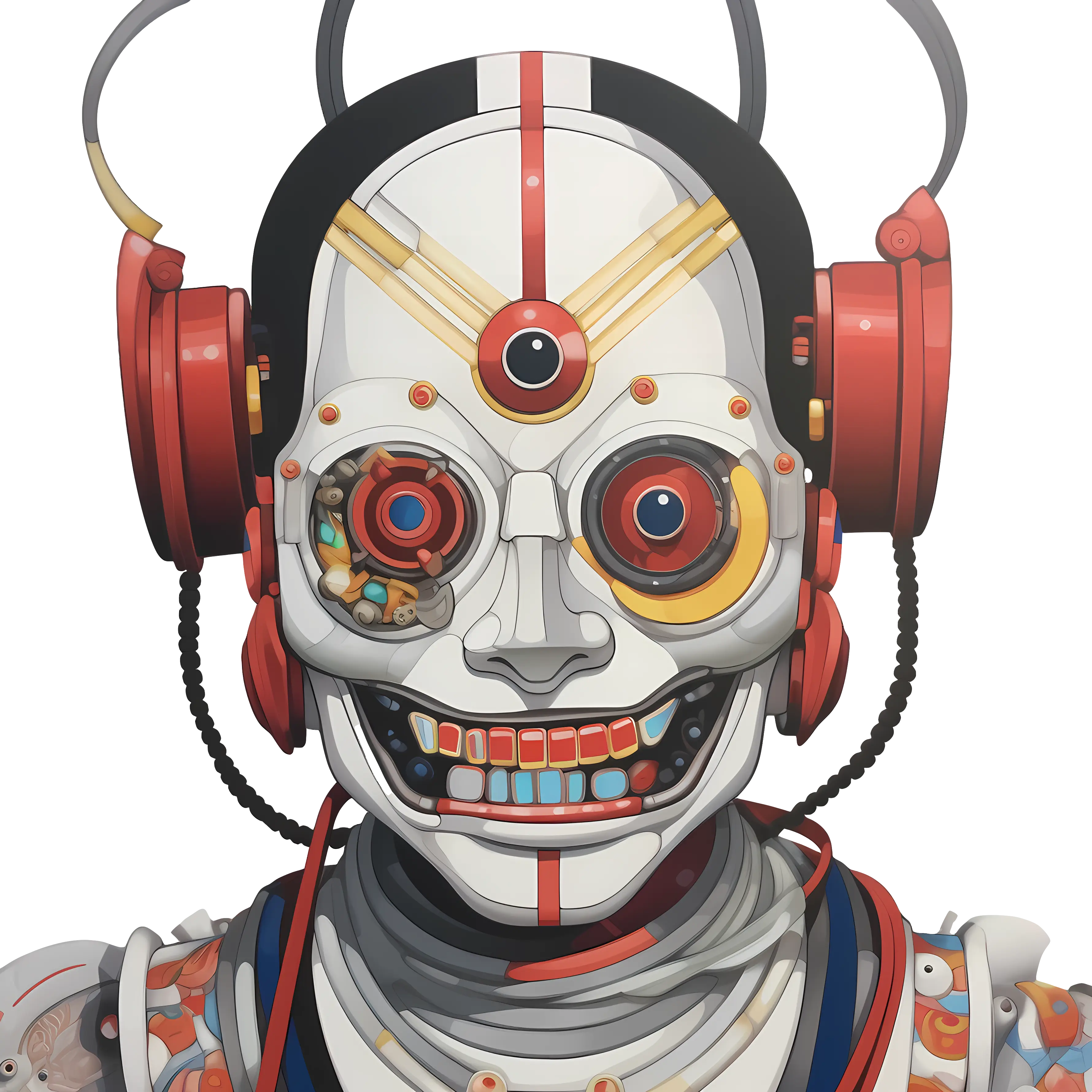 Cyborg Head With Futuristic Headphones