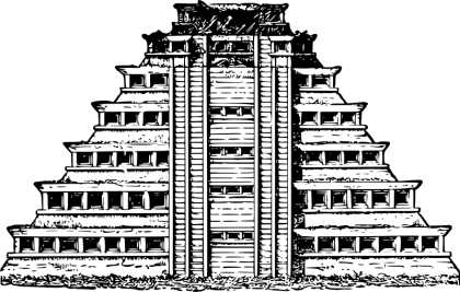 Ancient Mayan Step Pyramid Illustration