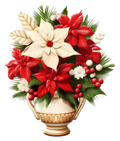 Poinsettia Floral Arrangement in Elegant Vase
