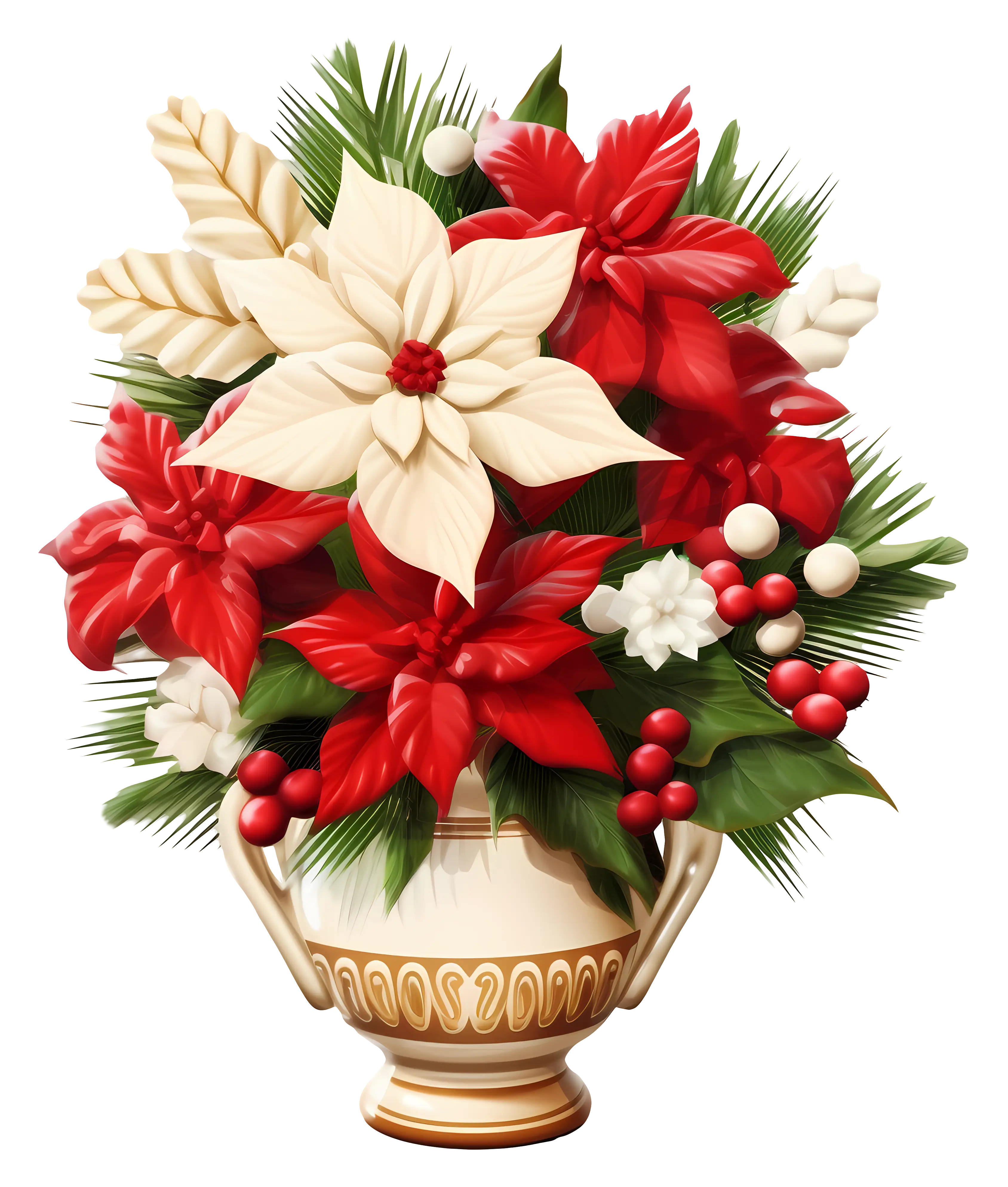 Poinsettia Floral Arrangement in Elegant Vase
