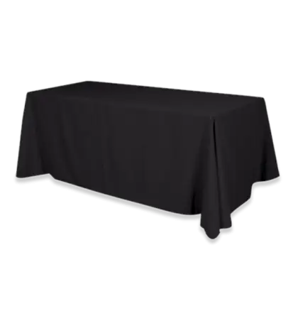 Black Tablecloth Draped Over Rectangular Table