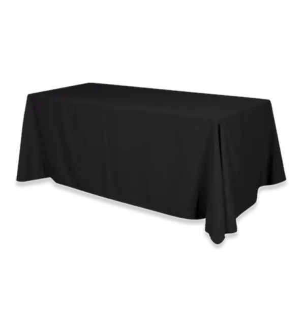 Black Tablecloth Draped Over Rectangular Table