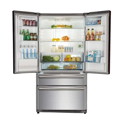 Open Refrigerator with Organized Food