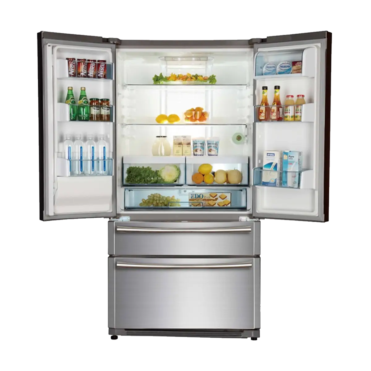 Open Refrigerator with Organized Food