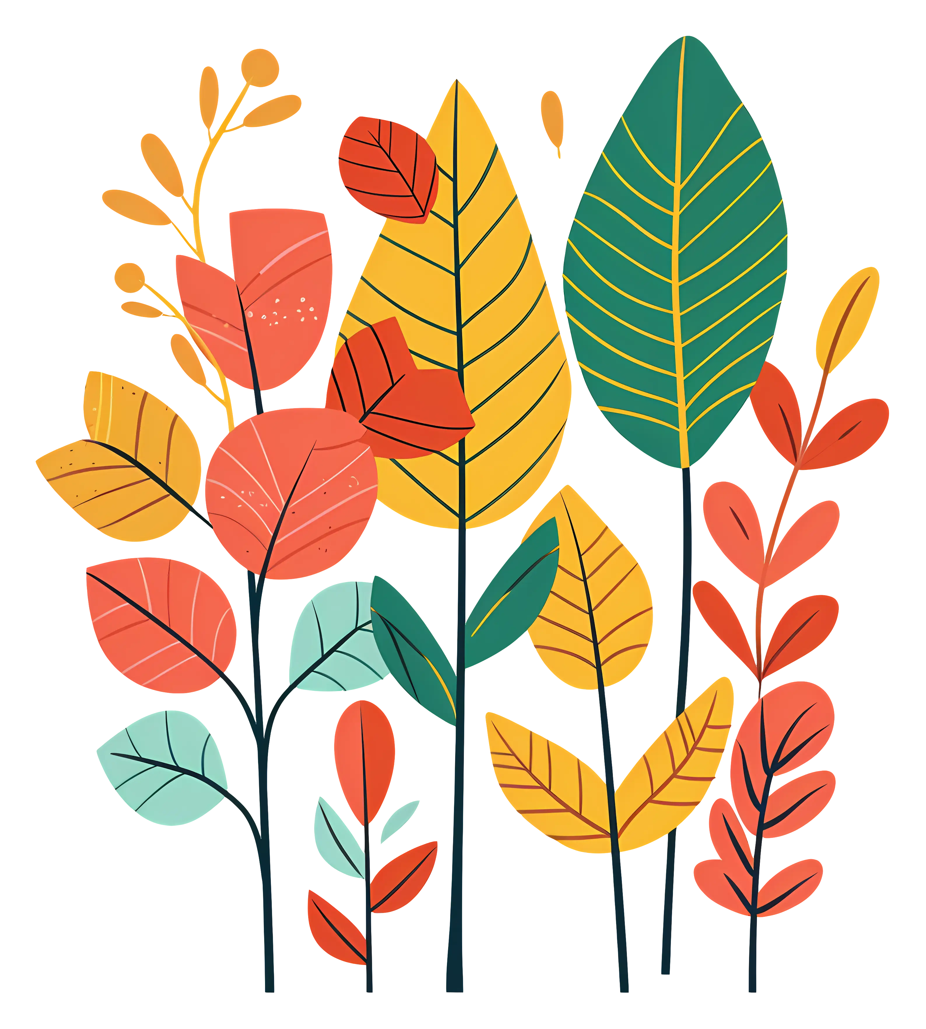 Illustration of Colorful Autumn Leaves