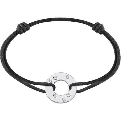 Black Bracelet with Silver Ornament Design