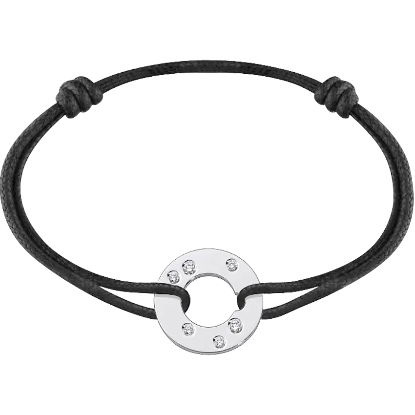 Black Bracelet with Silver Ornament Design