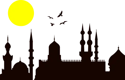 Silhouette of Mosque with Minarets