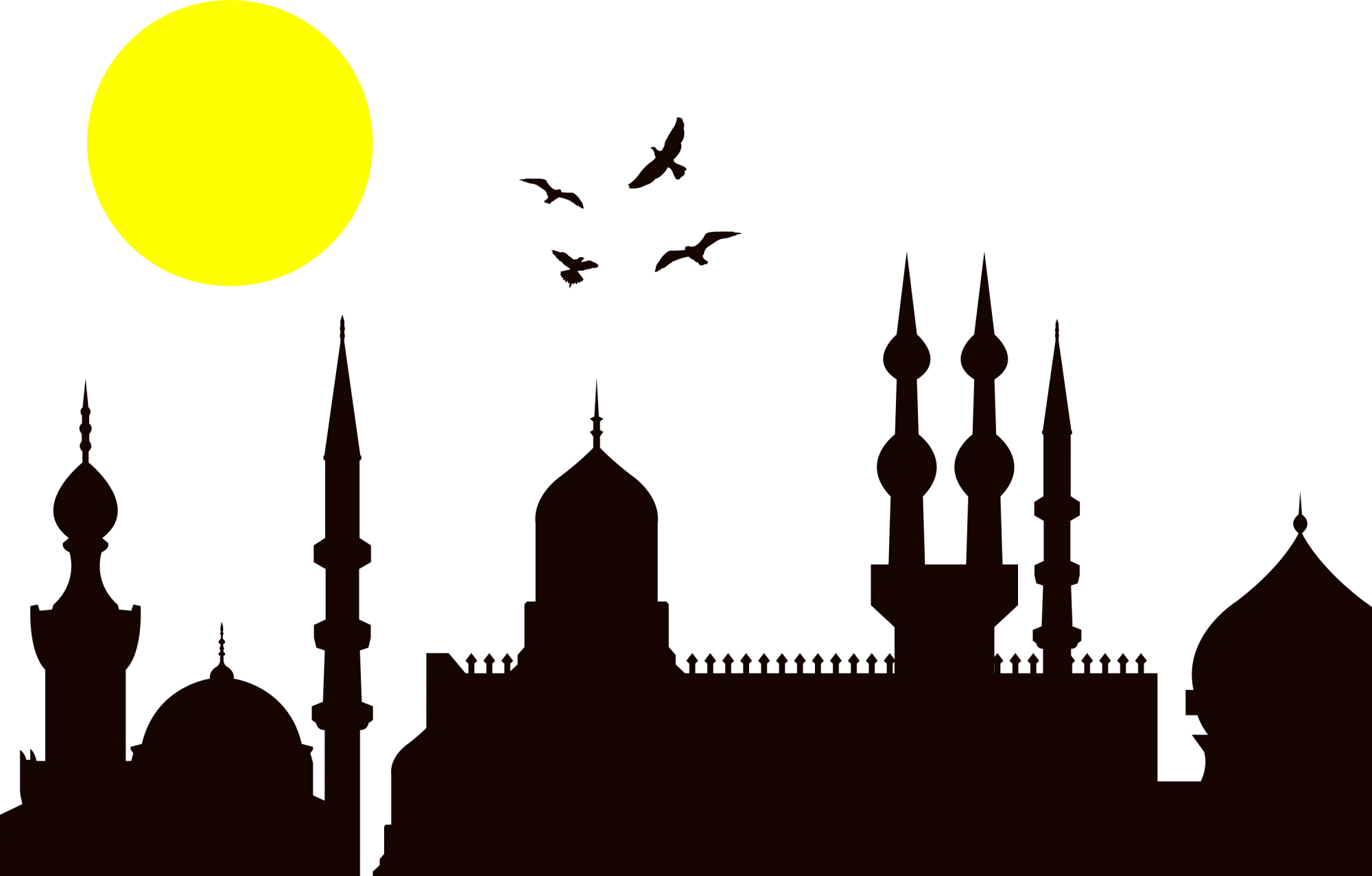 Silhouette of Mosque with Minarets