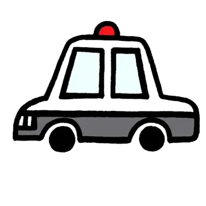 Cartoon Police Car with Red Siren