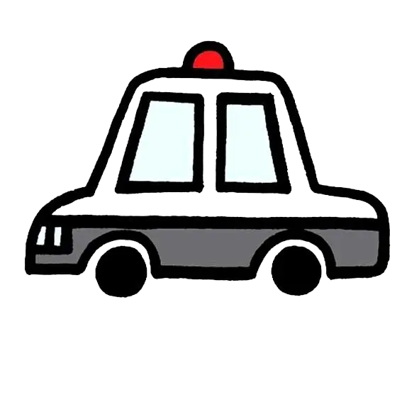 Cartoon Police Car with Red Siren