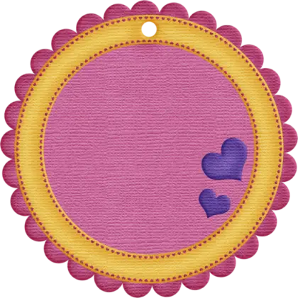 Pink Circular Label with Hearts