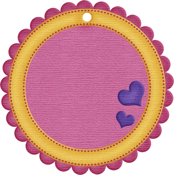 Pink Circular Label with Hearts
