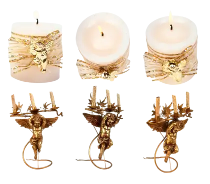 Gold Cherub Candle Decoration