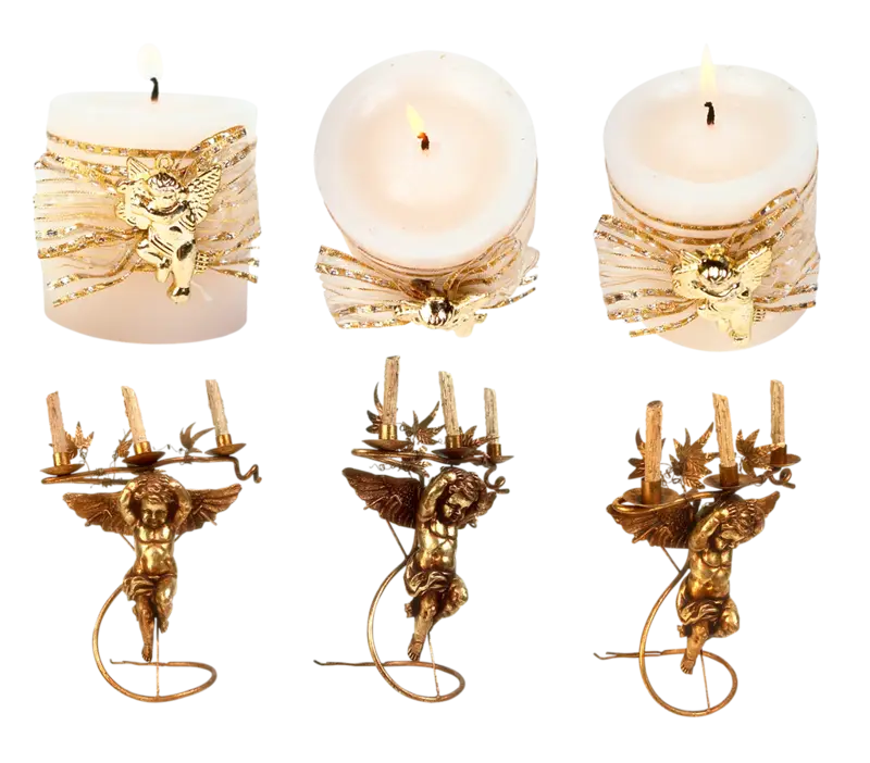 Gold Cherub Candle Decoration